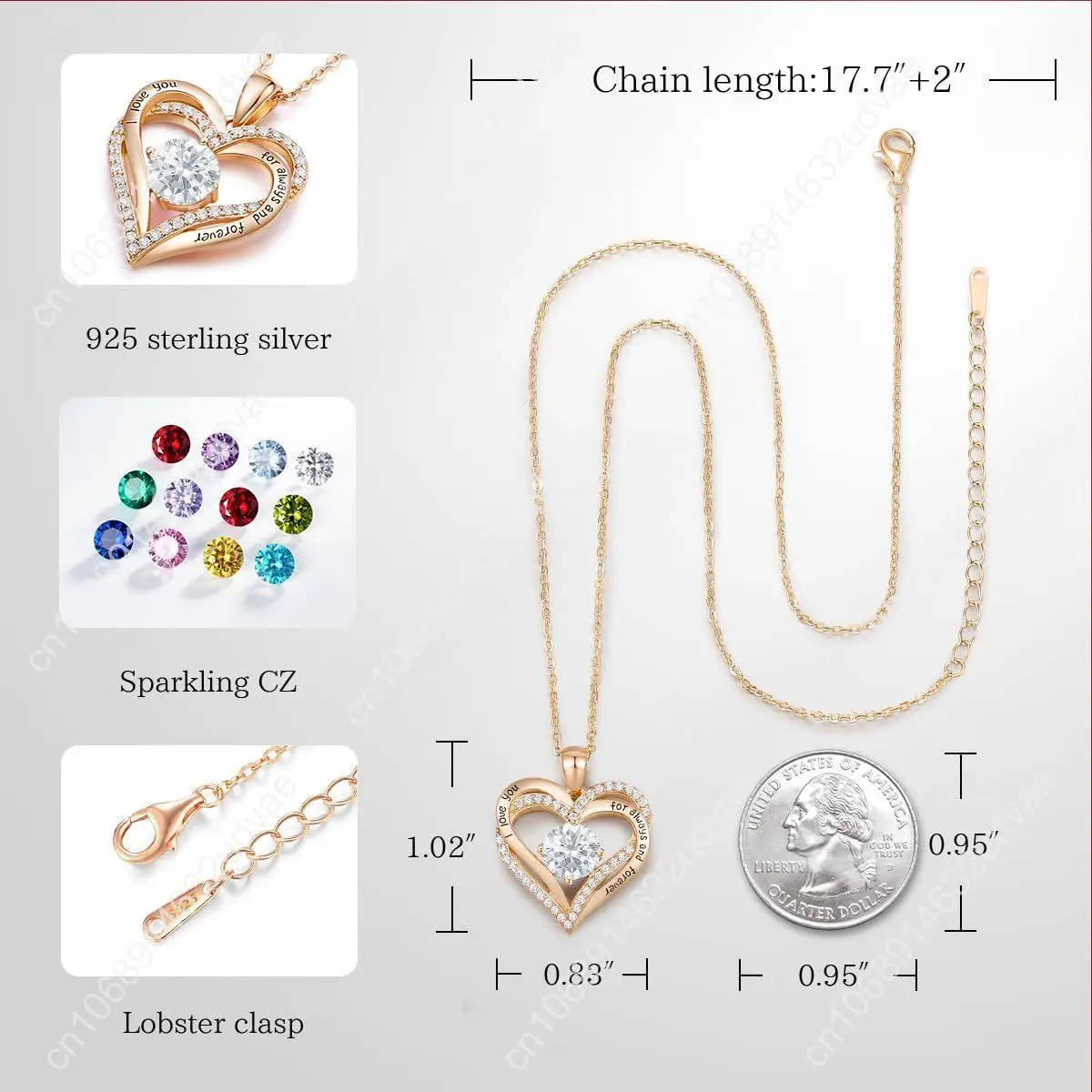 Ожерелья CDE Forever Love Heart для женщин, годовщина свадьбы, подарки ко Дню матери на день рождения для мамы, матери, жены, подруги, S