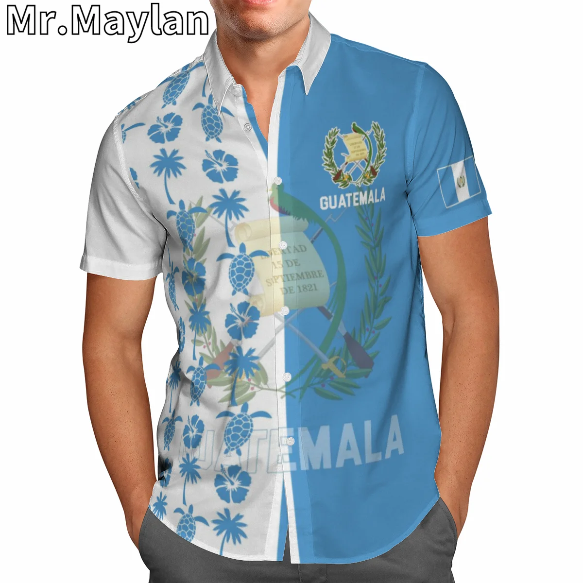 PERSONALIZED Guatemala 3D Printed Hawaiian Summer Beach Men Shirts Short Sleeve Shirt Streetwear Oversized 5XL Chemise Homme H88