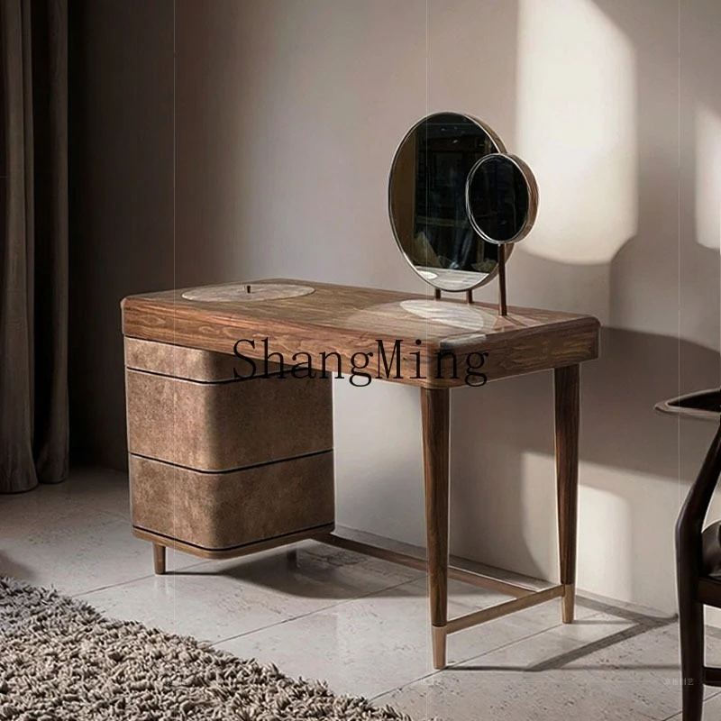 SM new dresser light luxury master bedroom solid wood paint mirror makeup table high-end rotating drawer makeup table