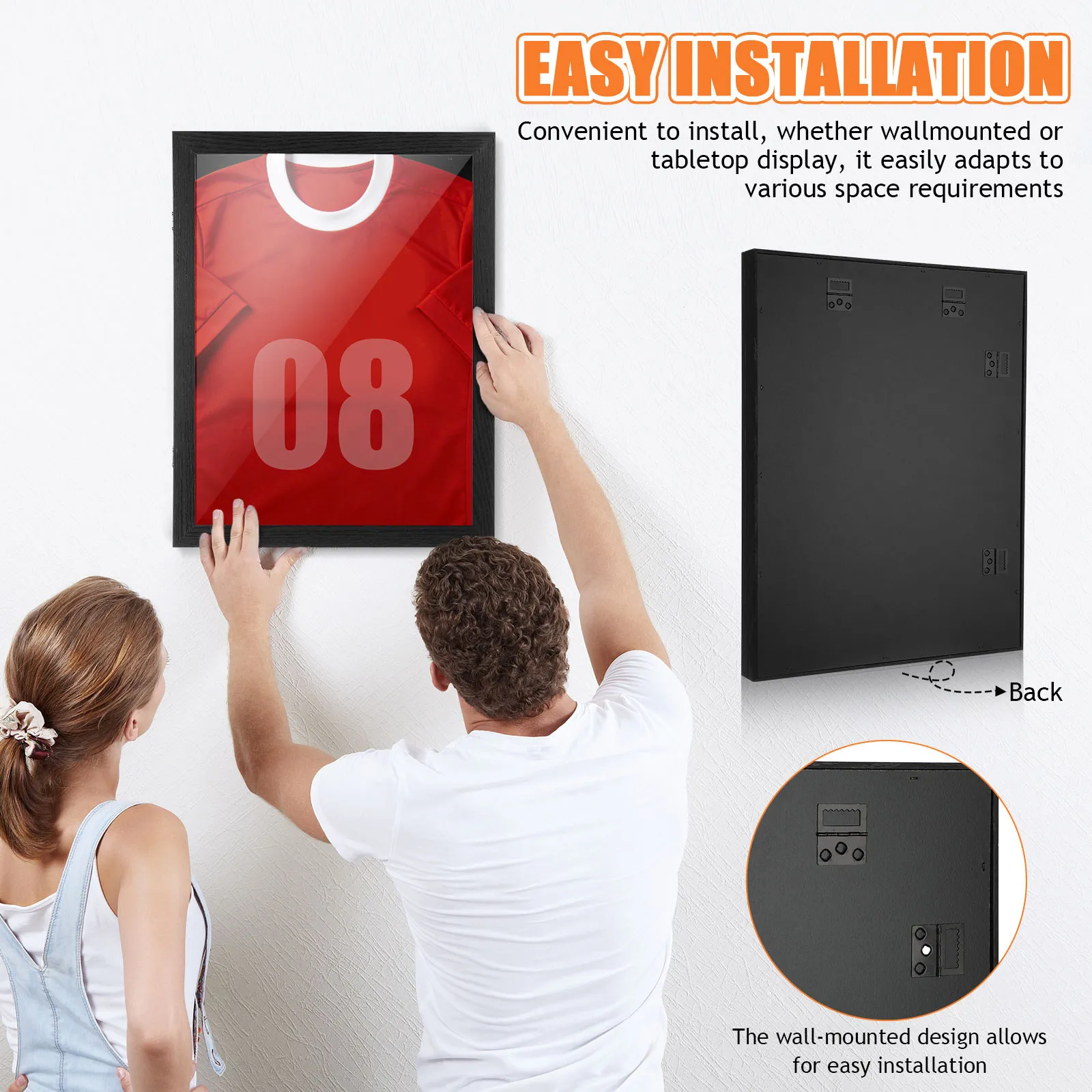

Shirt Display Frame Wood Sports Uniform Case Wall Mounted T-Shirt Storage for Basketball Football Shirts Box Jerseys Memorabilia