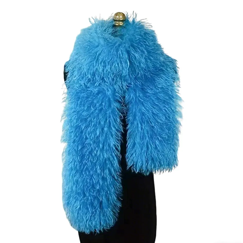 180CM Imitation Wool Scarf Double-Sided Long Style Fake Sheep Fur Scarf Thickened Whole Skin Imitation Fur Scarf for Warm
