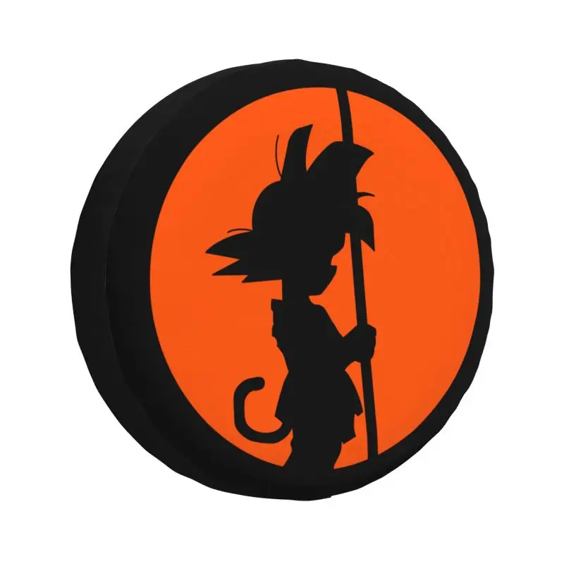 Custom Cartoon Anime Gokus Logo Spare Tire Cover for Jeep Wrangler 4WD 4x4 RV Car Wheel Protector 14