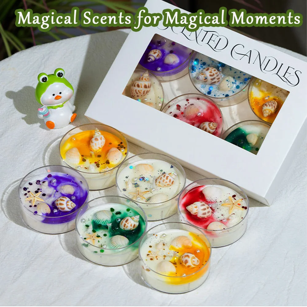 

1 Set Dry Flower Sea Shell Aromatherapy Candles - Natural Soy Wax Candle | handmade Candles | Christmas, Birthday Gift Box