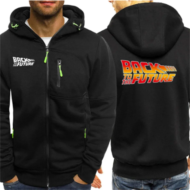 Back To The Future Printed Zipper Hoodie Sweatshirt Men's Fashion Casual Men's New Zipper Hoodie Loose Top Sportswear