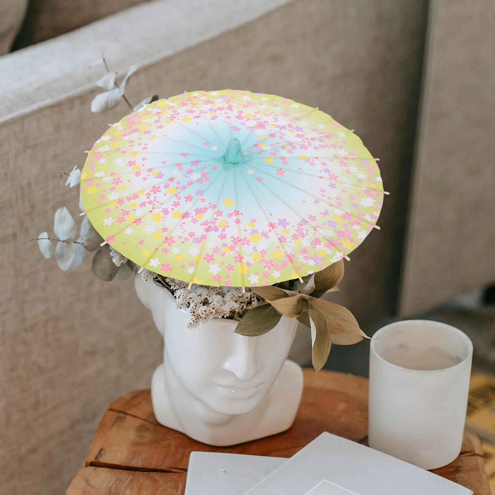 

2pcs Japanese Style Decorative Paper Small Photography Prop For Party Stage Decoration Solid Wood Handle Reusable Classic