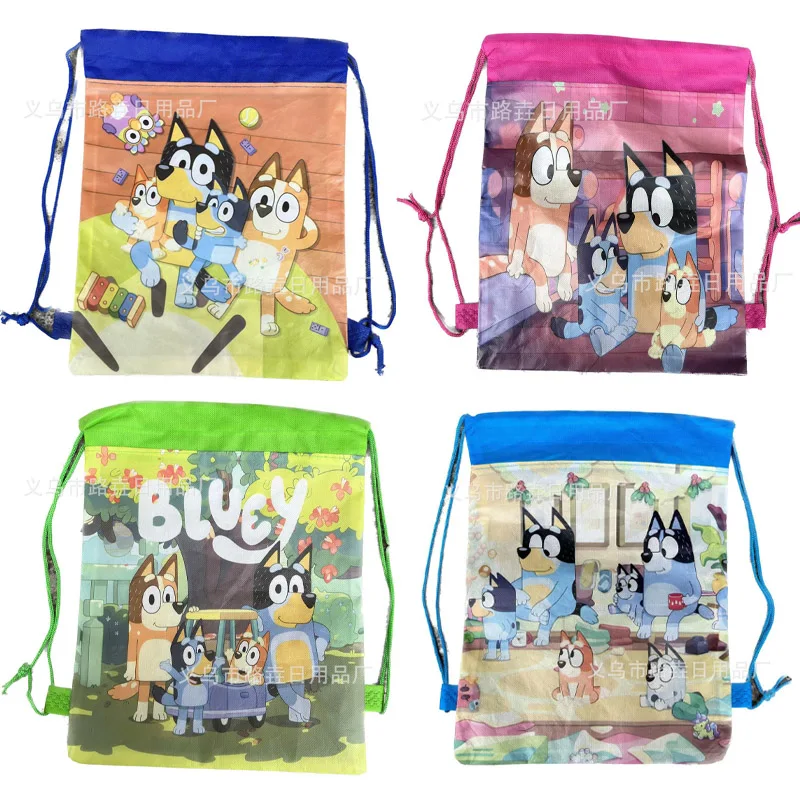 Bluey Family Bingo Bandit Chilli Figures Cartoon Cute Non Woven Drawstring Bag Bundle Pocket Storage Bag Children\'S Gift