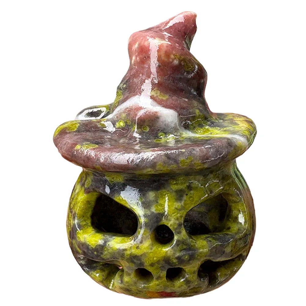 Custom 8cm Peach Blossom Stone Pumpkin Crystal Carving - Handcrafted Healing Gemstone Witch Hat Figurine for Home Decor