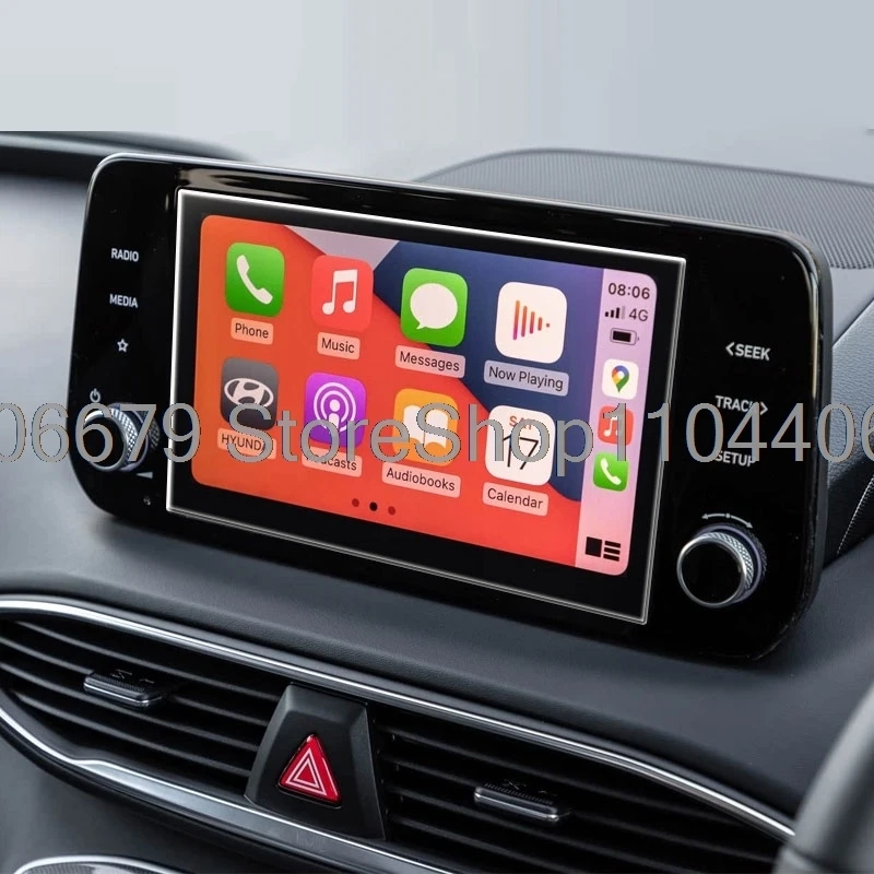 واقي شاشة من الزجاج المقسى لسيارة Hyundai Santa Fe TM 2022 2021 8 بوصة أو 10.25 بوصة ملاحة السيارة نظام تحديد المواقع المضادة للخدش