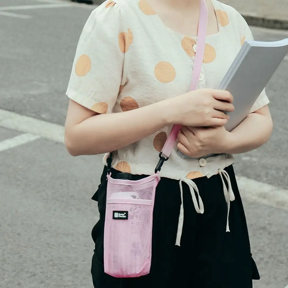 

Mesh Crossbody Bag Water Bottle Cover Mobile Phone Bag Cup Storage Bag Mesh Water Cup Bag Portable Cup Sleeve Pouch