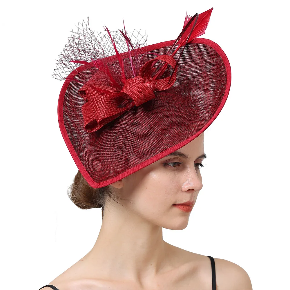 

Элегантные женские заколки для волос Marron Fascinators Дерби Кентукки Шапки Повязки на голову Церковный головной убор с перьями Аксессуары для волос