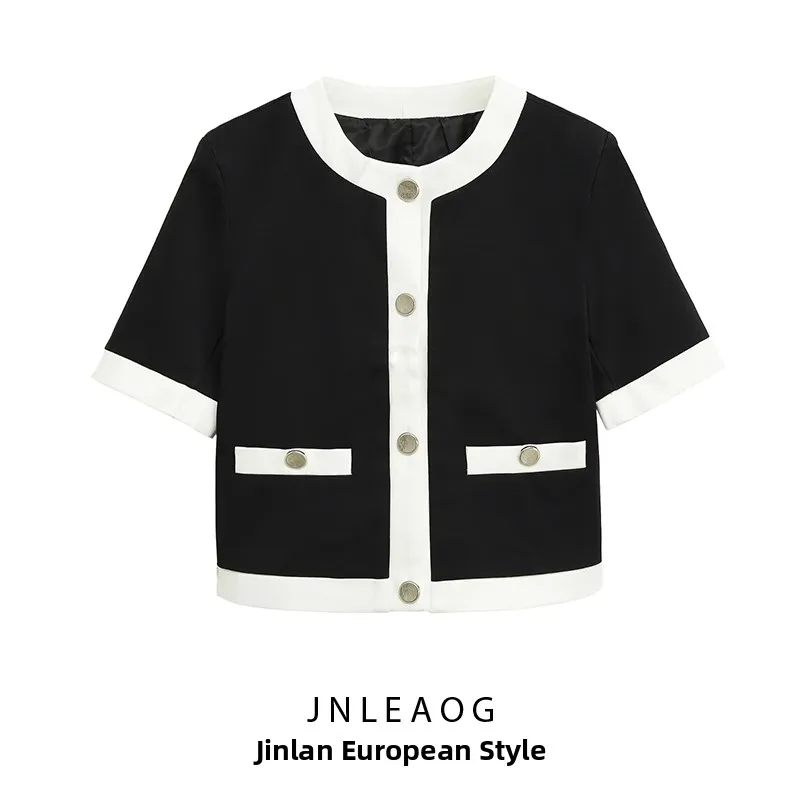 

Faionable JNLEAOG женская облегающая верхняя одежда контрастного цвета из бисера Ne Jaet, осенняя новая повседневная верхняя одежда Sli