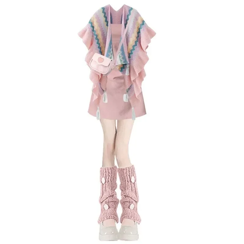 

Шикарные комплекты из двух предметов для женщин, кардиган, топ с короткими рукавами и высокой талией, женский комплект