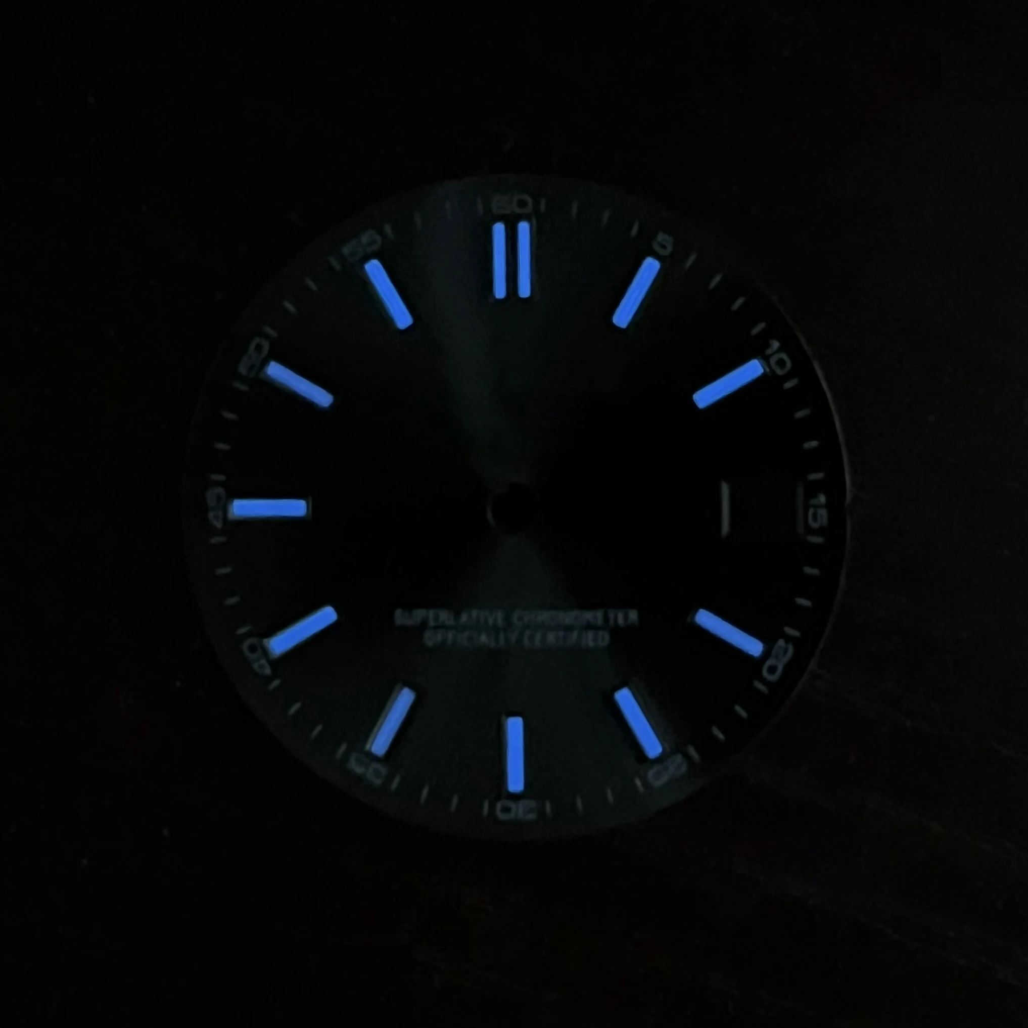 28.5mm S Logo Dial Suitable For NH35/NH36/4R Japanese Automatic Movement Blue Luminous Sunray Dial Watch Accessories