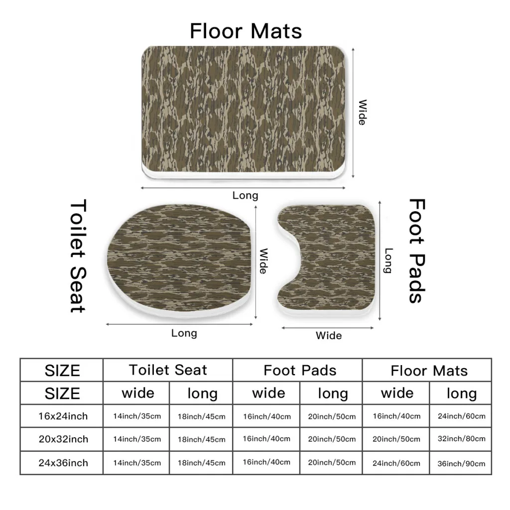 Tappeto da bagno antiscivolo da 3 pezzi, tappetino da toilette, tappetino da bagno assorbente in microfibra morbida, tutto fondo terra Camo lavabile