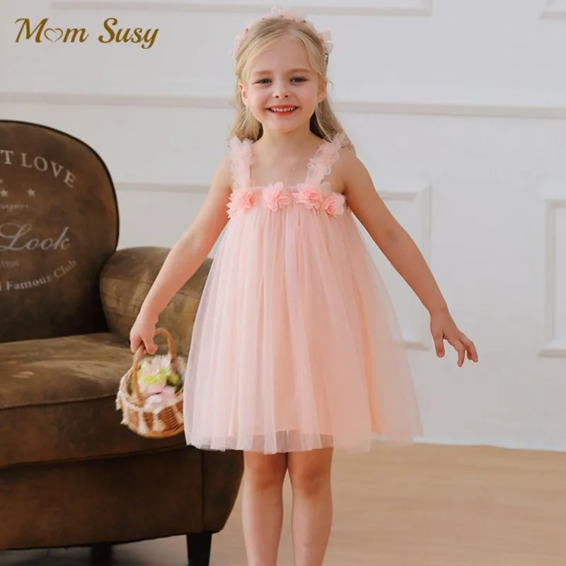 Baby Girl Princess Sleeveless Tutu Dress flower Infant Toddler Child Tulle Vestido Party Pageant Birthday Baby Clothes 1-7Y