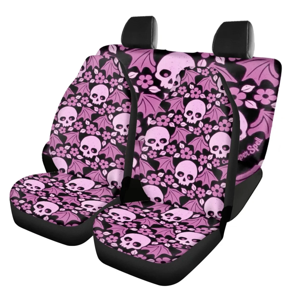 

Car Seat Cover Set Gothic Skull Design for Women Universal Truck Sedan Elastic Front Back Seat Cover Car Accesorios Para