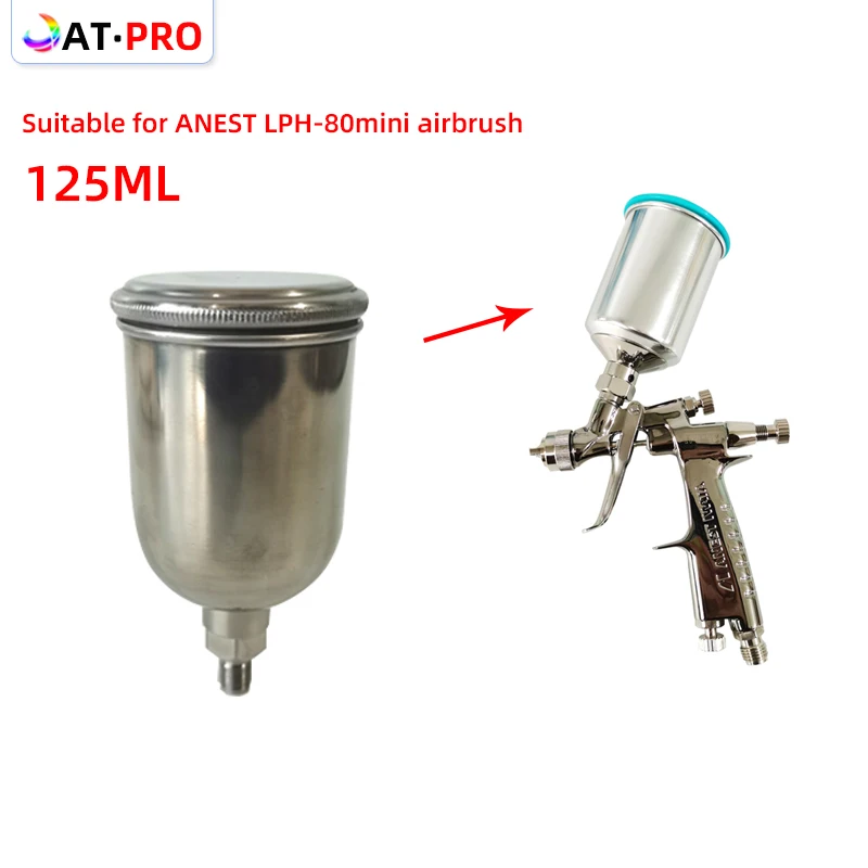 

125ml Stainless Steel Airbrush Pot Suitable For ANEST LPH-80mini Airbrush Paint Seal Cup Stainless Steel Spray Pot