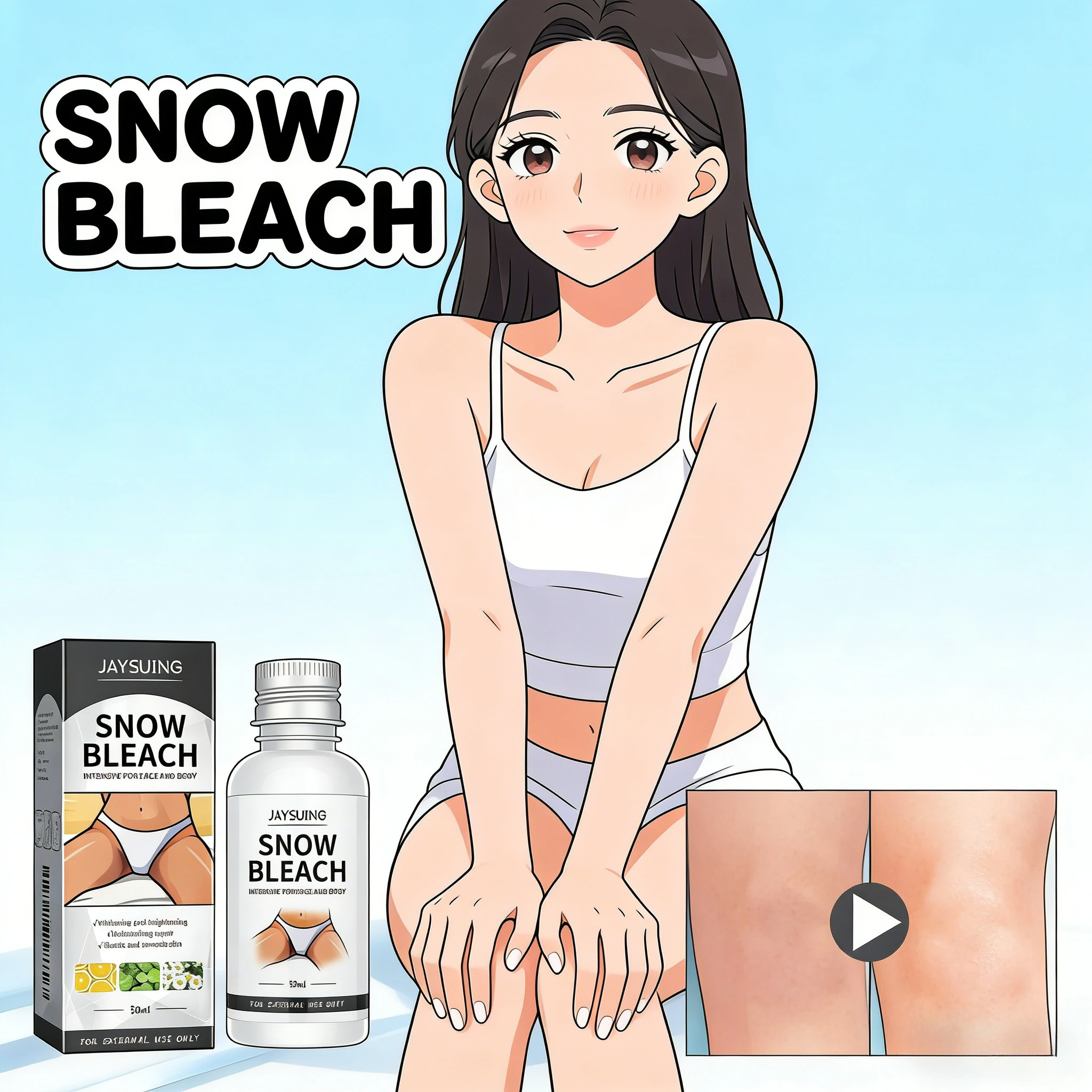

Korea Body Snow Bleach Cream Removal Dark Spot Melanin Brighten Nicotinamide Underarm Bleaching Armpit Elbow Knees Joint Skin