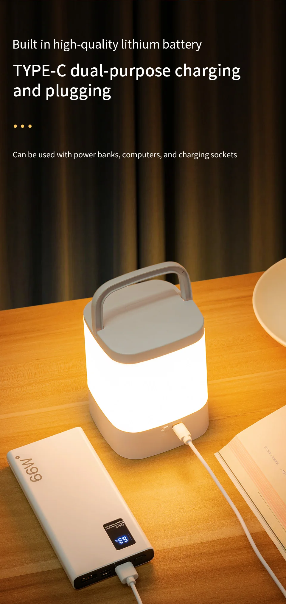 LED Night Light Bedside Rechargeable Desk Lamp Bedroom Baby Feeding Eye Protection Sleep Children's Room LightS Table Lamp