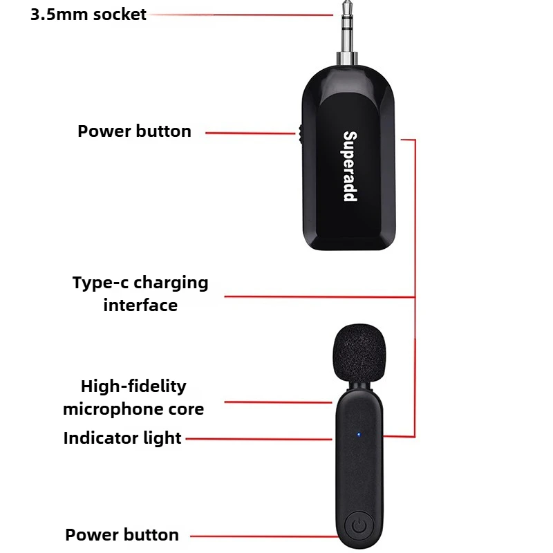 2.4G هارمونيكا لاقط حلقي لاسلكي 360 ° تدوير هارمونيكا ميكروفون الحد من الضوضاء مرحلة الأداء لاقط أداة جزء #6