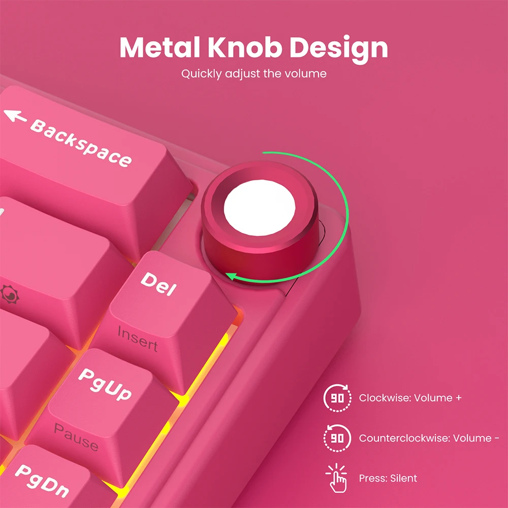 RK Royal Kludge R65 Gasket Mechanical Keyboard 65% 66 Key PBT Keycaps RGB Backlit Hot-swappable Wired Gamer Keyboard Volume knob