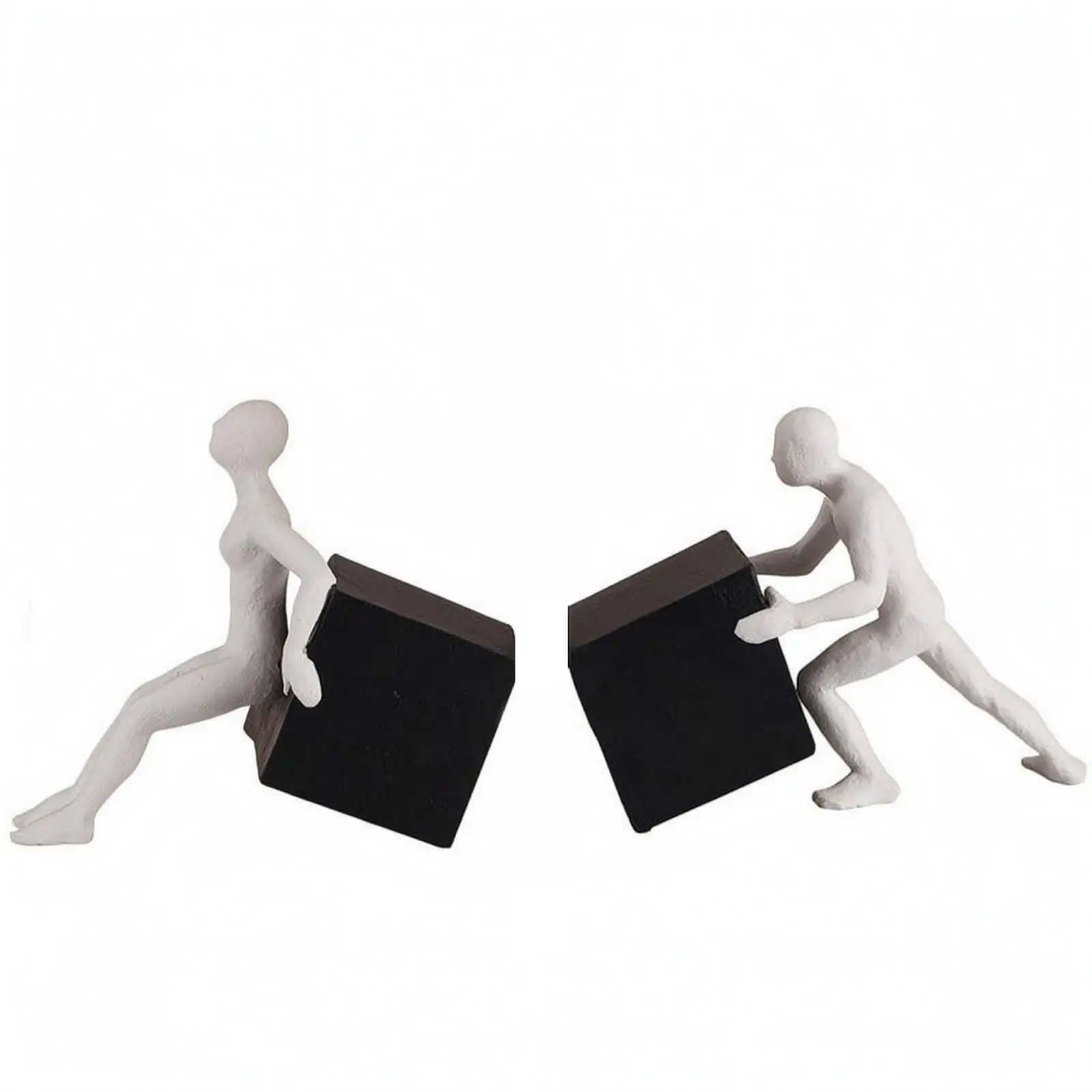 White Textured Resin Bookends Abstract Figure Sculpture Book End for Bookshelf Decorative Poses Books Organizer Art Decor for