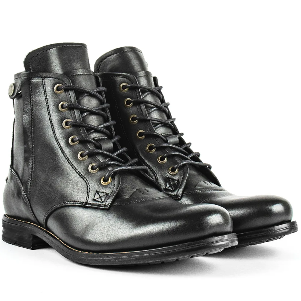 Men's leather boots motorcycle men's boots, fashionable mid-top boots, comfortable for outdoor