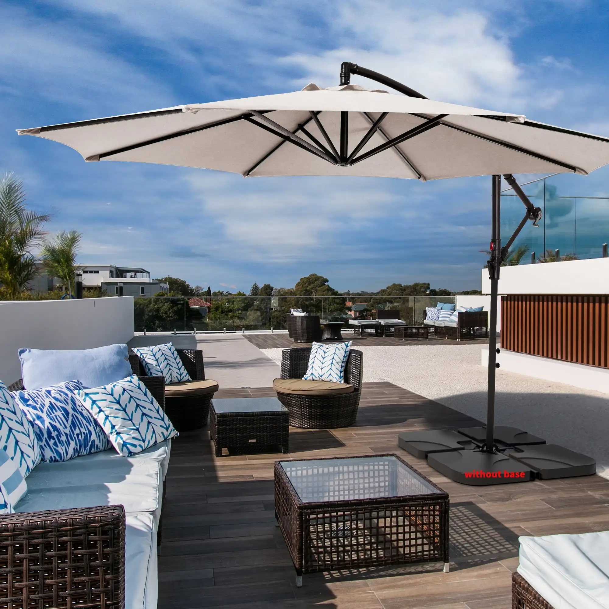 

10' Outdoor Hanging Offset Cantilever Umbrella for Patio(No Base), Beige