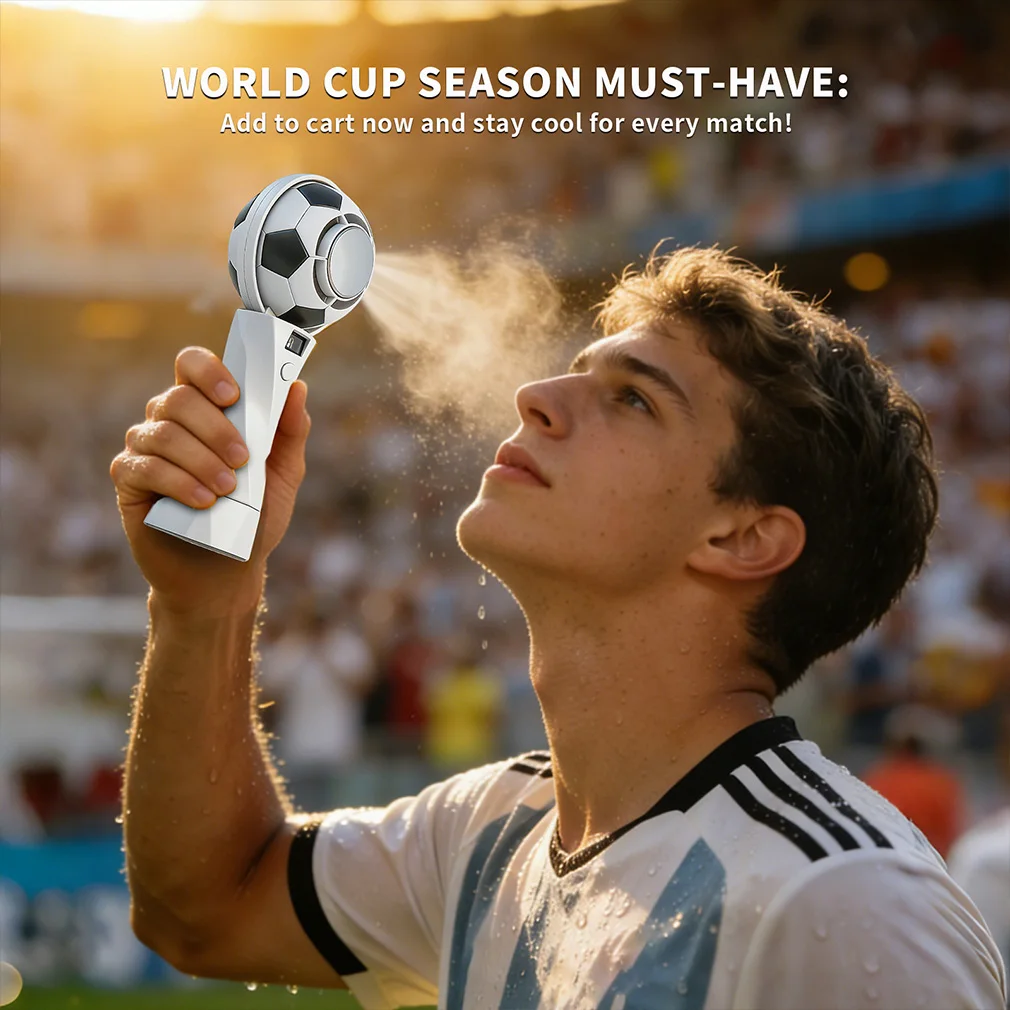 Portable Football Design Fan USB Powered Mini Cooling Fan Summer Handheld Fan For Outdoor Camping Sport And Football Cup Matches