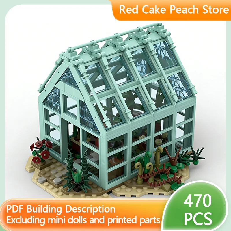 

City Street View Model MOC Building Bricks Transparent Greenhouse Modular Technology Children Holiday Gifts Assemble Toys Suit