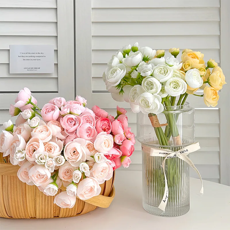 38CM Mini Dew Lotus Bud Artificial Handheld Flower Home Decoration Tea Rose Wedding Decoration Ornament