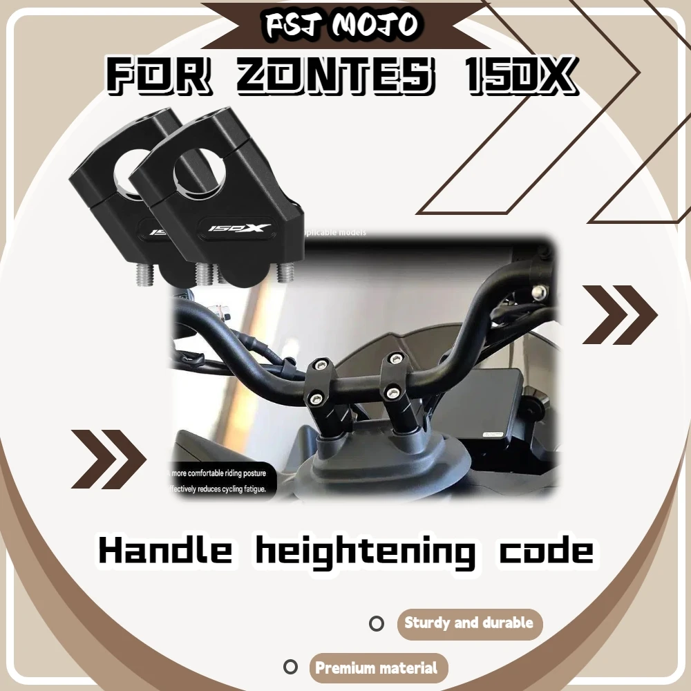 For ZONTES 150X 2026 Armor Shape Handlebar Heightening Spacers Relieve Wrist Fatigue On Long Time City Riding Fittings