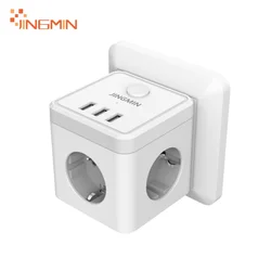 EU Plug Power Strip Cube with 3 AC Outlets Multiple Socket Adapter 100-250V 13A Electric Socket for Home Office Or Travel