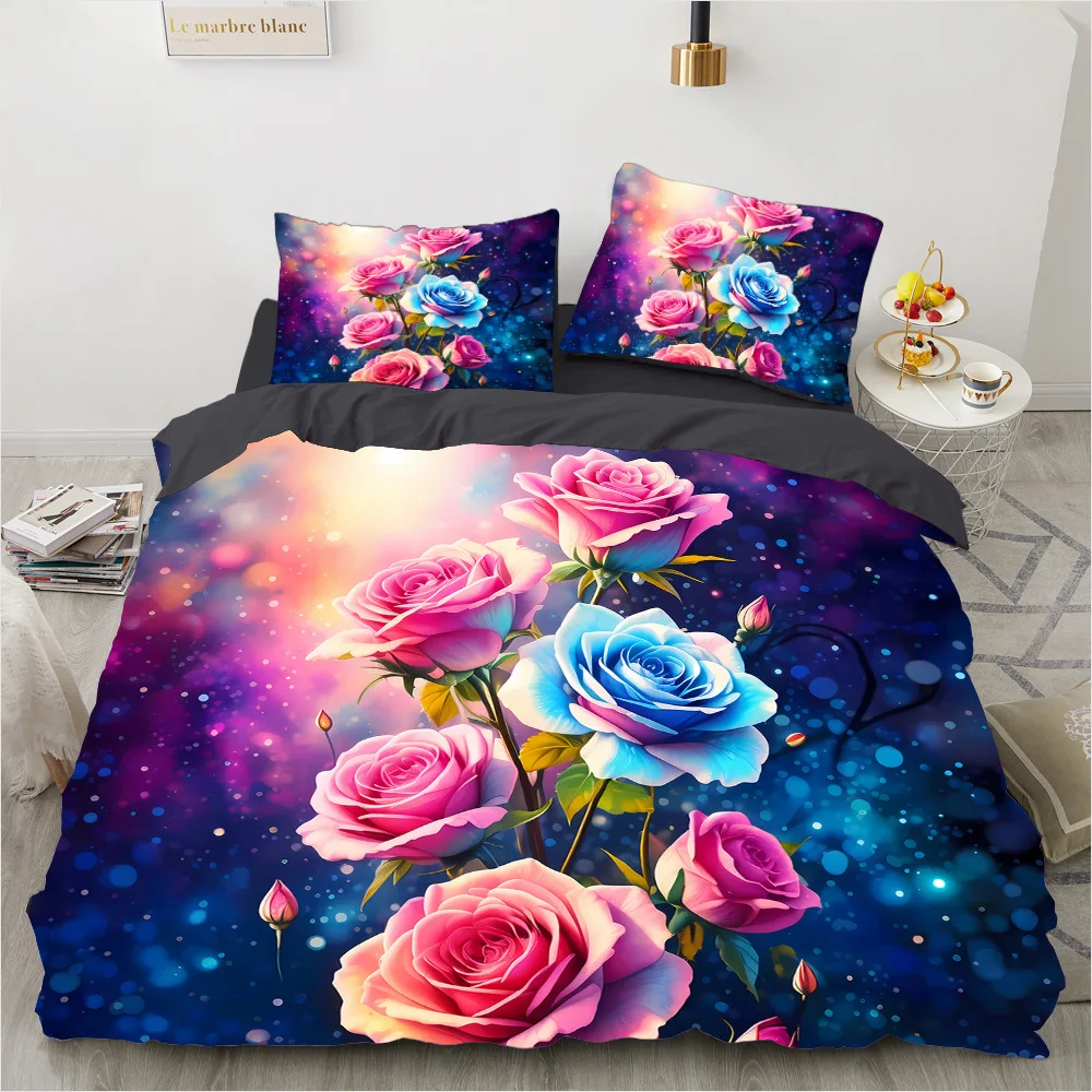 2/3pcs bedding set Digital Print Comfortable Duvet Cover for Home Bedroom Decoration, 1 Duvet Cover and 2pillowcase with Zippers