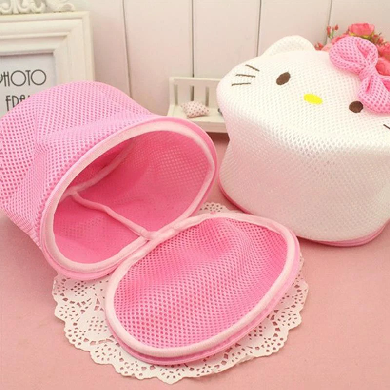 Sanrio Laundry Bag Cute Hello Kitty Household Washing Machine Clothes Socks Underwear Laundry Mesh Bag Foldable Washing Bag Gift