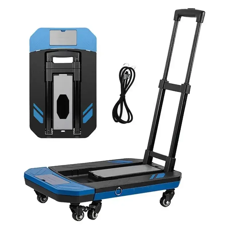 

zz Chariot camping pliable avec roue universelle, petit chariot traction, portable, réglable, tige d'alimentation