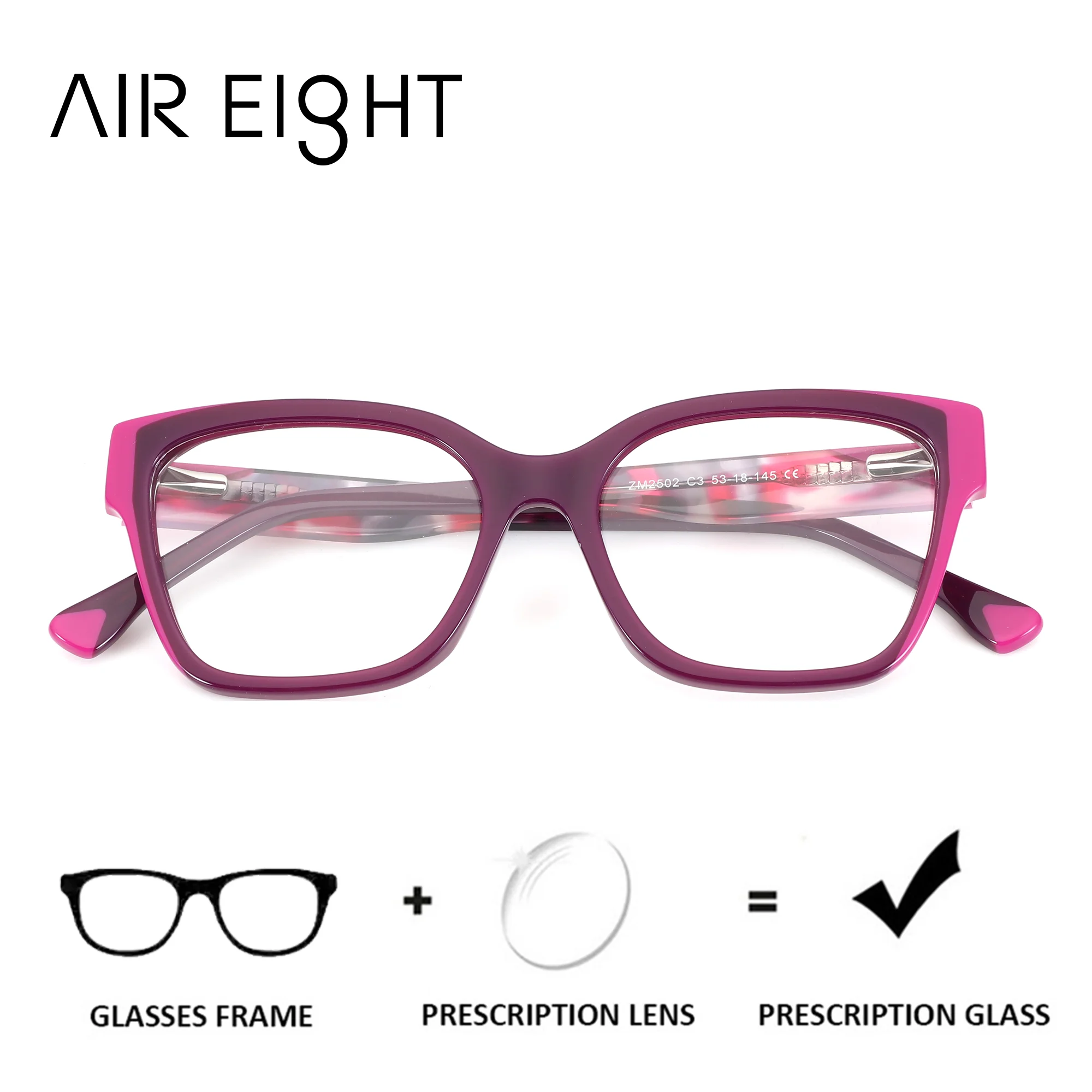 aireight-xs-サイズ-アセテートスクエアフォトクロミック処方メガネ女性用近視医療レンズプログレッシブアイウェア