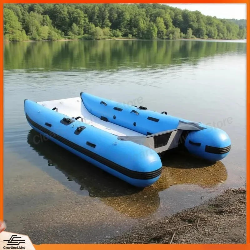 Inflatable Catamaran Boat High Speed Rowing Fishing Sail Craft Air Gap Hull Small Leisure Kayak Canoe Water Sports Outdoor
