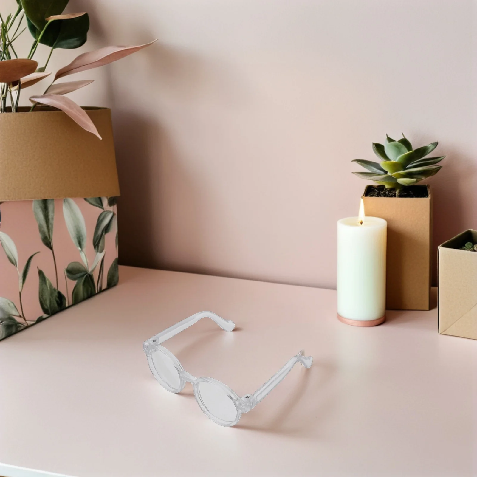 

5pcs Mini Eyeglasses Plastic Round Fake Glasses For Dollhouse Crafts Decoration Glasses Dress Up Accessories Miniature