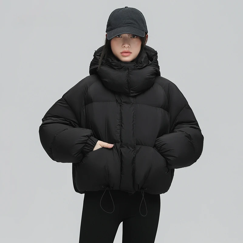 Fluffy Warm Hooded Jacket for Women, Stand-up Collar, Leisure Parka, Korean Department of Matching, New, 2024