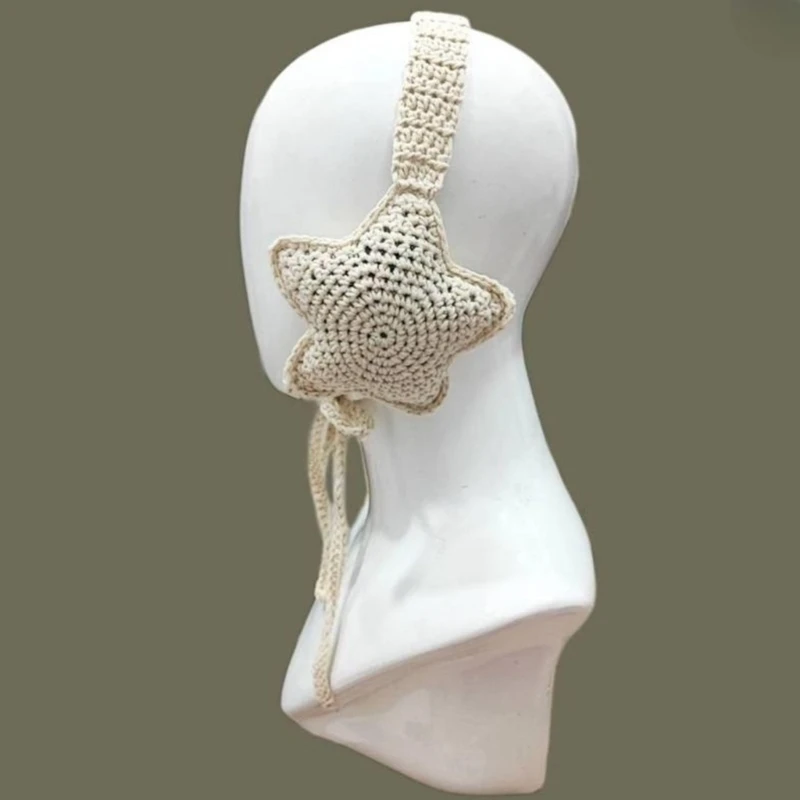 Adult Teens Knitted Star Ear Warmer Winter Windproof Solid Color Earmuff Dropship