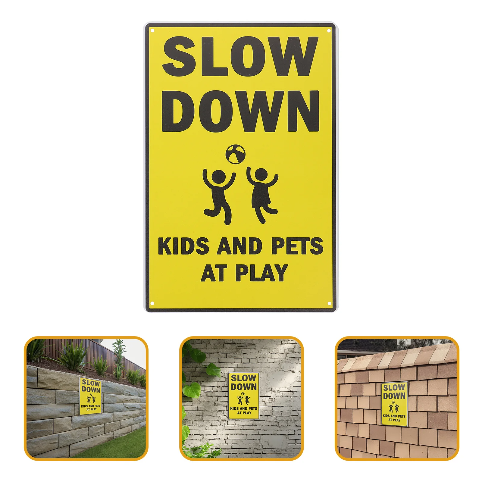 Caution Sign Metal Street Road Sign Kids Playing Weatherproof Iron Promotes Safety Effective Convenient Street Signs