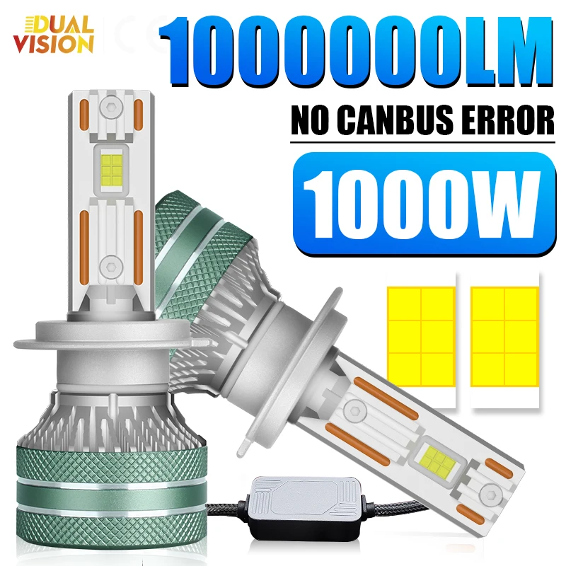 H4 LED Headlight H7 K5C 1000000LM 1000W Led H3 H11 H8 H1 HB3 9005 9006 HB4 9012 HIR2 H9 12PCS 5570 CSP Canbus No Error Car Light