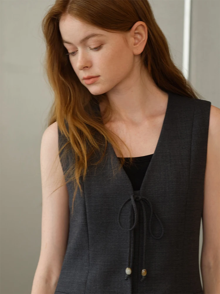 

Slimming Effect Woolen Waist-Cinching Suit Vest And Fi-Tail Skirt Set Chinese Sle Faionable Two-Piece Women's Ense...