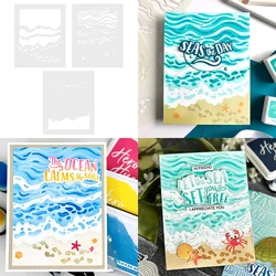 2024 New Color Layering Beach Floor Stencils Set  Picturesque Beach For DIY Craft Making Paper Greeting Card Scrapbooking