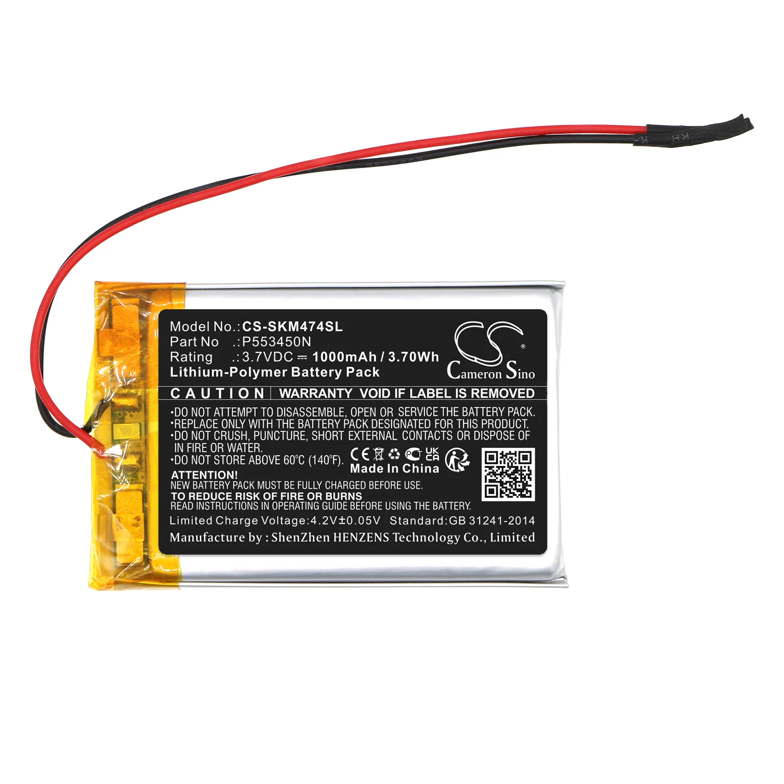 Batería de repuesto CS para Skullcandy S7SHHW-474, metralla Mini P 553450 N 1000mAh / 3.70Wh