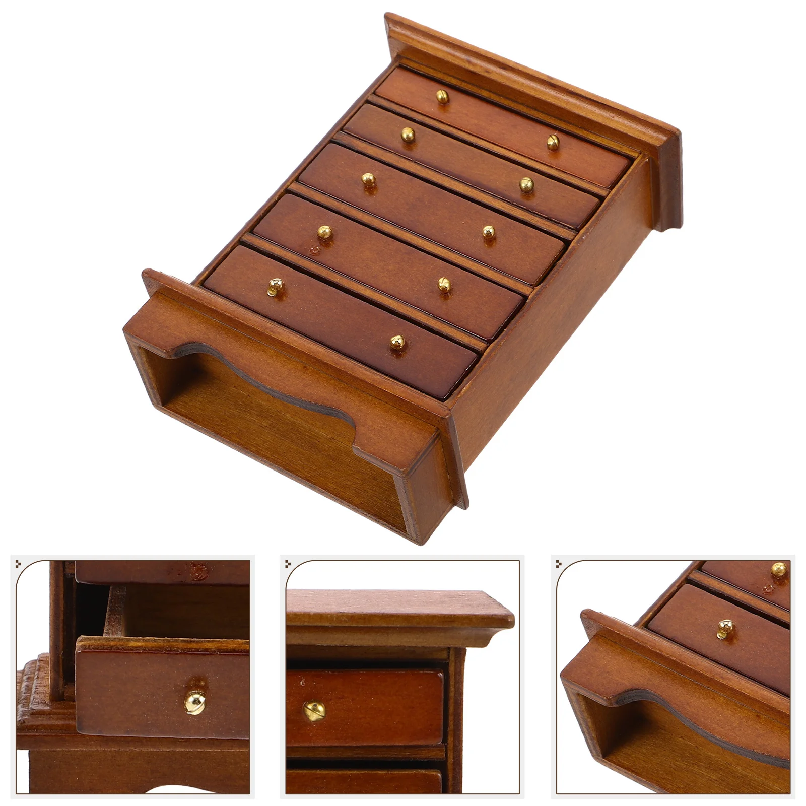 レトロミニ家具木製ミニチュアチェストオブドロワーズドールハウスナイトスタンド小さな収納キャビネット子供用プレイルームデコレーション