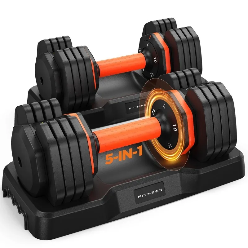 2026 FDB2 Updated Adjustable Dumbbell Set of 2, 5-in-1/10-in-1 Weights Dumbbell Set with Storage Box, 25lbs/55lbs