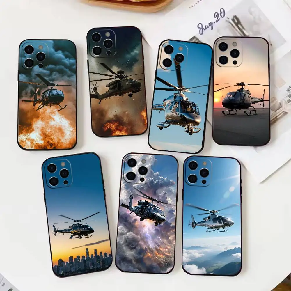 

Helicopter Phone Case For iPhone17,16,15,14,13,12,11 Plus,Pro Max Soft Black Cover