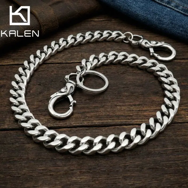 

Стильная мужская цепочка-брелок Kalen из нержавеющей стали, классическая цепочка с кубическими звеньями, готическая цепочка с черепами, модные украшения, подарки для вечеринок
